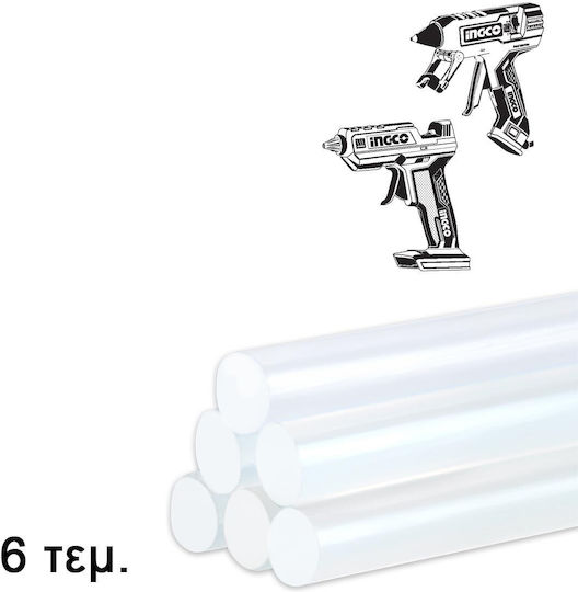 Ingco Ράβδοι Σιλικόνης AKTGS2061 Διάφανο 11.2mm 6τμχ