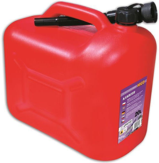 AMiO Δοχείο Καυσίμων Διπλής Θέσης Πλαστικό με Σωλήνα Επέκτασης 20lt Κόκκινο