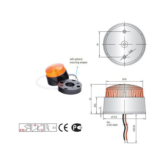 Auer XB2 Alarm System Beacon with Orange 12V 7.45x5.2cm