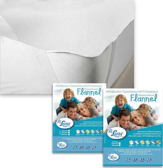 La Luna Protective Cover Queen Waterproof with Elastic Bands Flannel White 4 Tyres 160x200cm