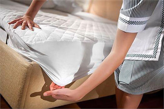 Nima Protective Cover Single with Skirt Abbraccio Fabric White 100x200+30cm