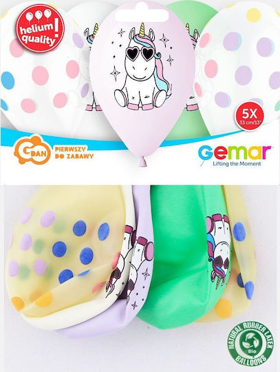 Godan Premium Heliumballons Happy Unicorn 13" Pack 5 Stk