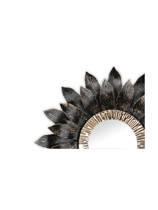 Mirrors & More Lilly Oglindă de Perete cu Negru Ramă din Metalic Diametru 60cm 1buc