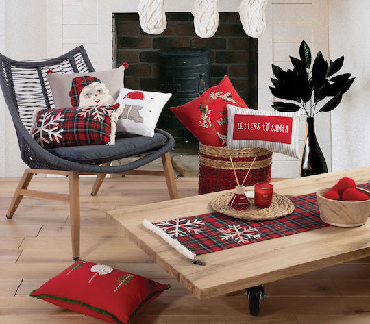 Nef-Nef Homeware Perna Decorativă de Crăciun Tiffani Pătrat Roșu 45x45buc
