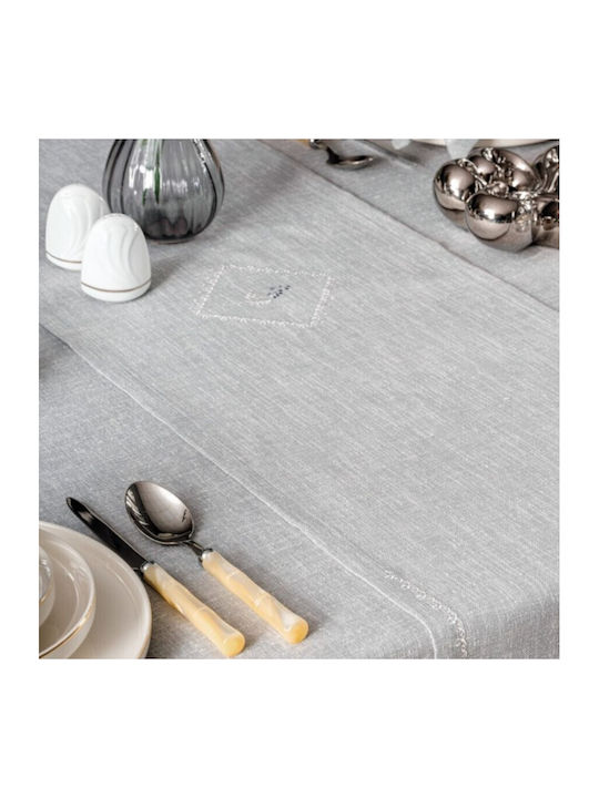 Cottonbox Față de masă Din Bumbac cu Broderie Set 8buc Gray Pear 172x240cm