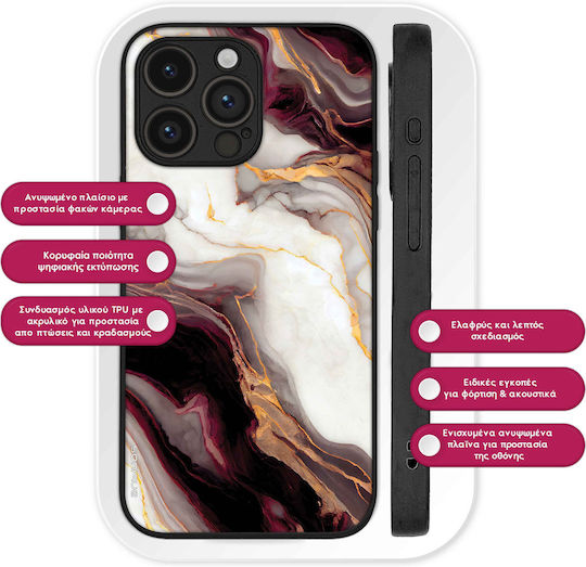 Калъф Sonique Marble Series за Motorola Edge 50 Pro 5G Бордо