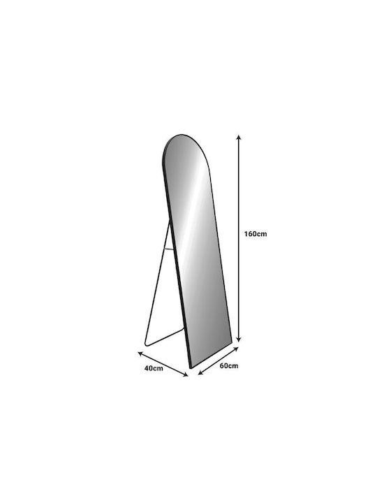 Inart Lorens Boden- oder Standspiegel Gewölbt mit Silber- und Schwarz-Aluminium Rahmenmaterial 150x46cm