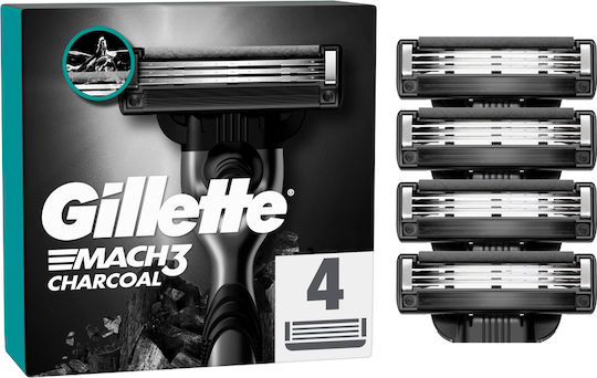 Gillette Charcoal Blades Ανταλλακτικές Κεφαλές με 3 Λεπίδες 4τμχ