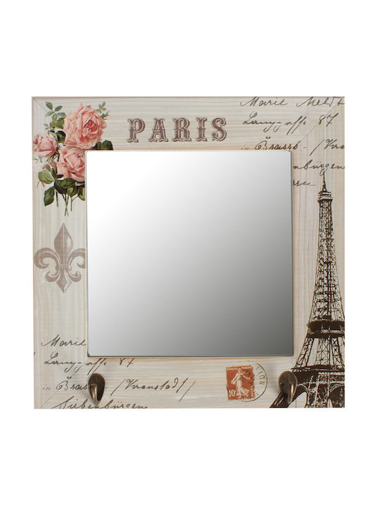 Keskor Paris Yg309 Oglindă de Perete cu Multicolor Ramă din Lemn 34x34cm 1buc