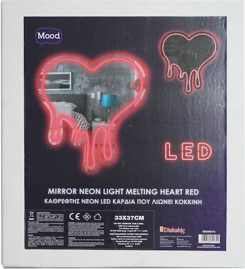 Καθρεφτης Neon Led Καρδια Λιωνει Κοκκινη 33x37 Mood