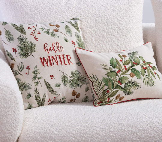Nef-Nef Homeware Christmas Decorative Pillow Hello Winter Square Multicolour 45x45cm