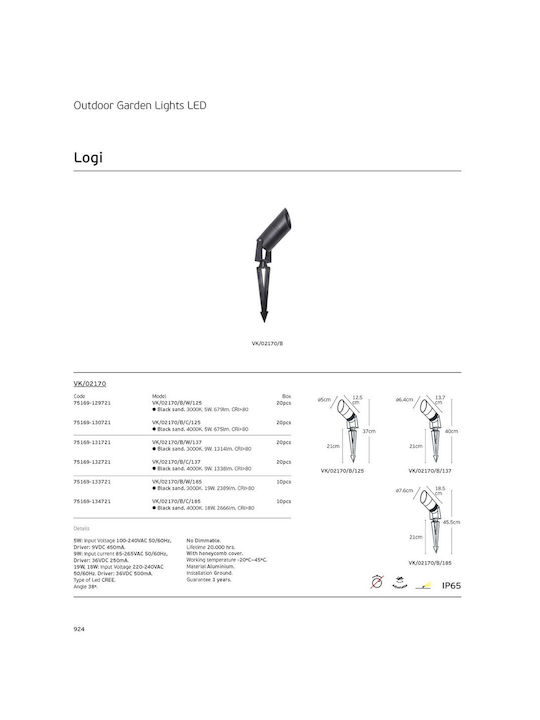 VK Lighting Wasserdichte LED-Leuchte Eingesteckt 75169-129721
