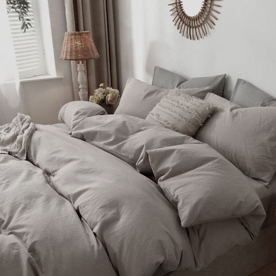 Pucioasa Σετ Παπλωματοθήκη 200x230cm Διπλή με 4 Μαξιλαροθήκες & 1 Σεντόνι Beige