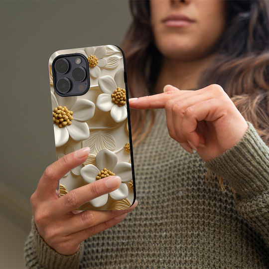 Husă Seria Sonique 3D Flower pentru Vivo Y74s Vivo Y76 5G Albă
