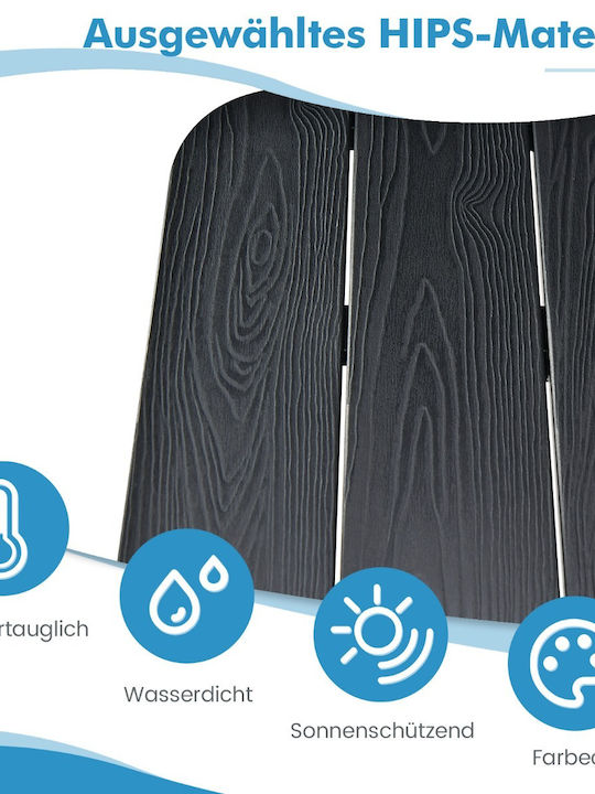 Plastic Masa pentru spații exterioare mici Pliabil cu schelet metalic Negru 62.5x60x73buc