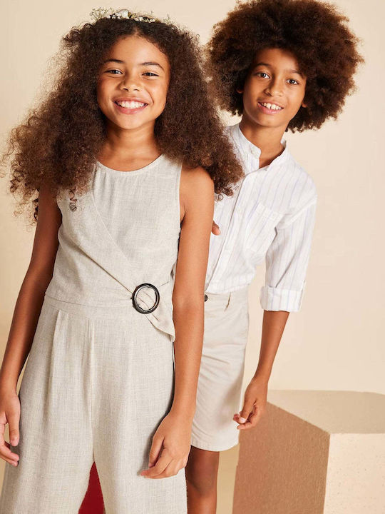 Kids' Linen Jumpsuit Beige Fit