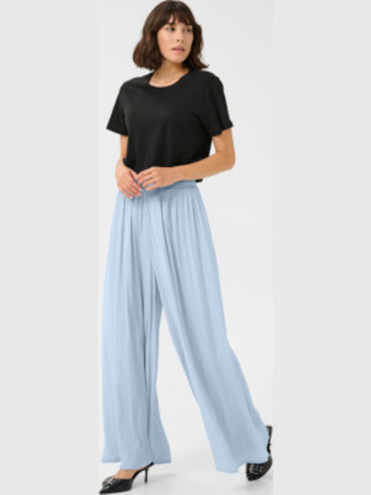 Damen Stoff Hose mit Gummizug in Entspannter Passform Light Blue