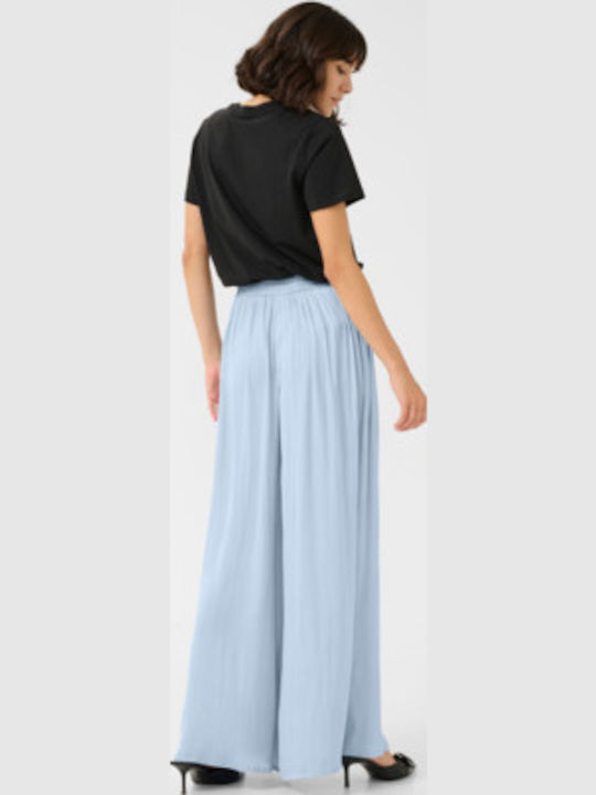 Damen Stoff Hose mit Gummizug in Entspannter Passform Light Blue