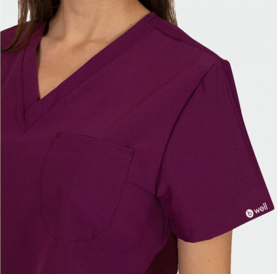 bwell Femei Set Pantaloni și Bluza Medicală Burgundy