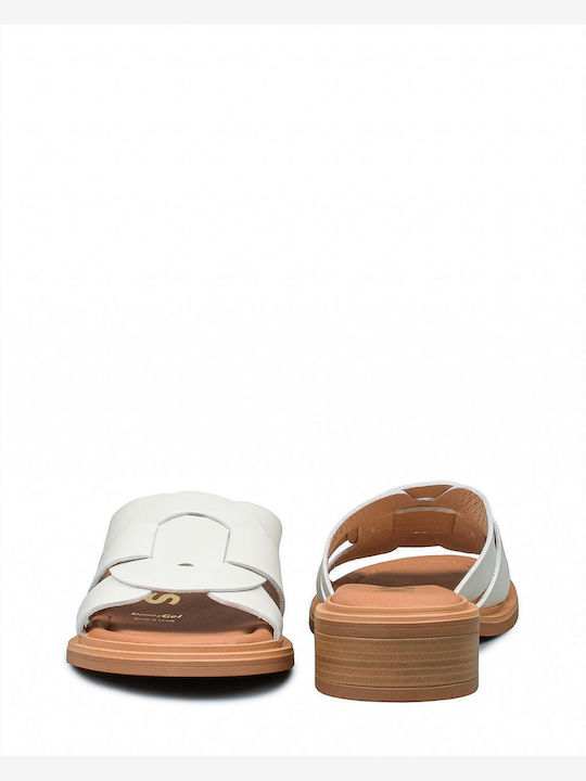 Leather Women's Flat Sandals in White Color