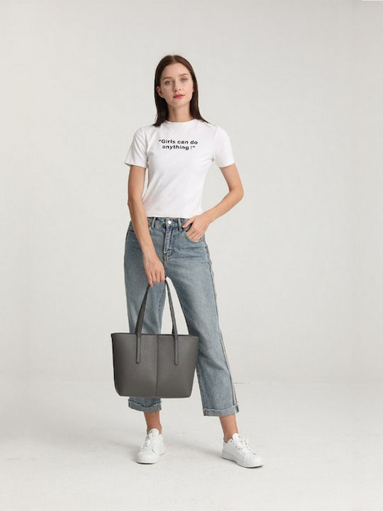 Leather Women's Bag Tote Handbag Gray