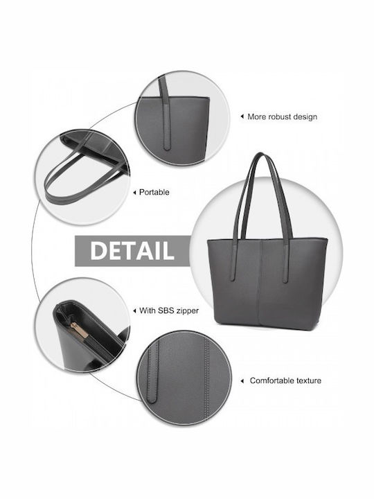 Leather Women's Bag Tote Handbag Gray