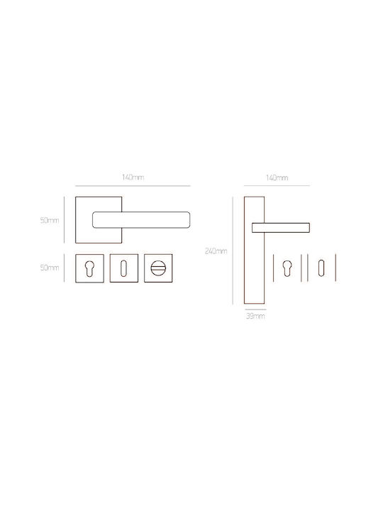 Best Design Πόμολο Εξώπορτας Ροζέτα Αριστερό 425 Μπεζ