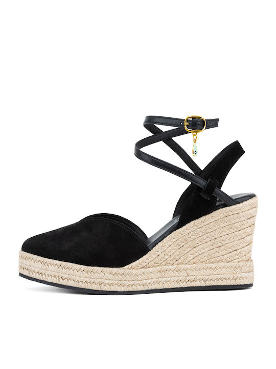 Damenplattformen im Espadrilles-Stil Schwarz