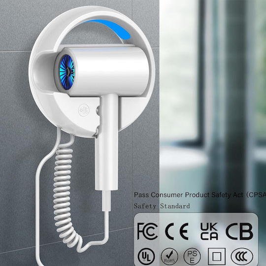 Andowl White Hotel Hair Dryer 1.6kW with Spiral Cable up to 13cm