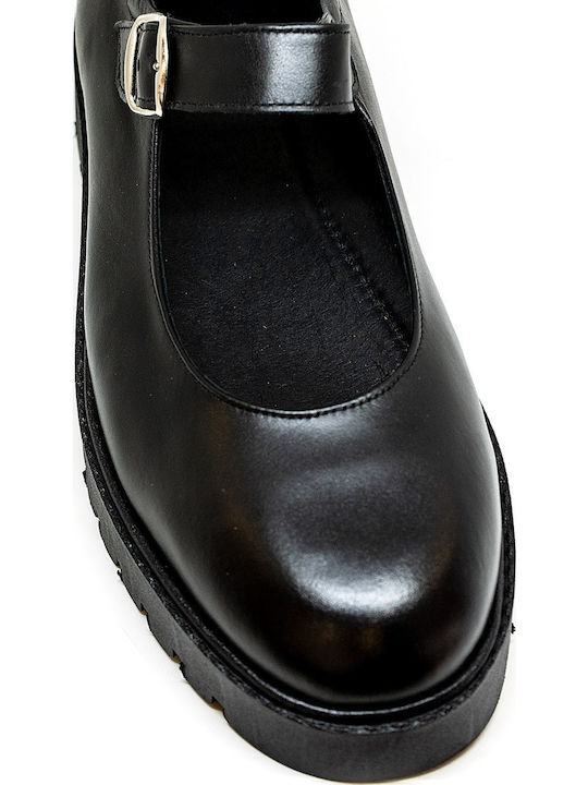 Lederne Damen Ballerinas Spitz zulaufend mit Riemen in Schwarz Farbe