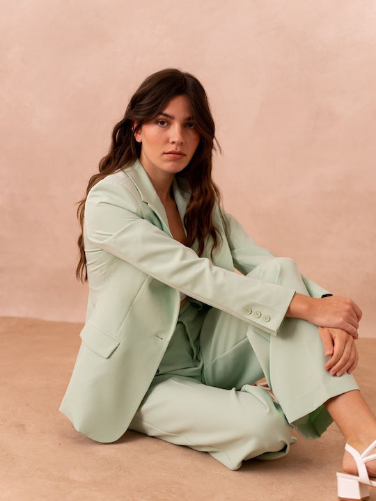 Attentif Women's Waisted Blazer Light Green