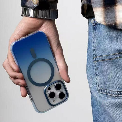 Premium Umschlag Rückseite Silikon Wasserdicht Blau (iPhone 16)