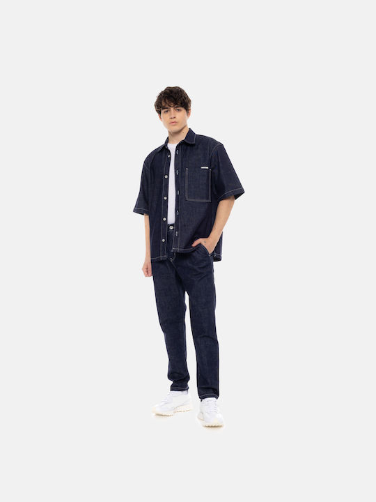 Ανδρικό Παντελόνι Τζιν Cropped Blue