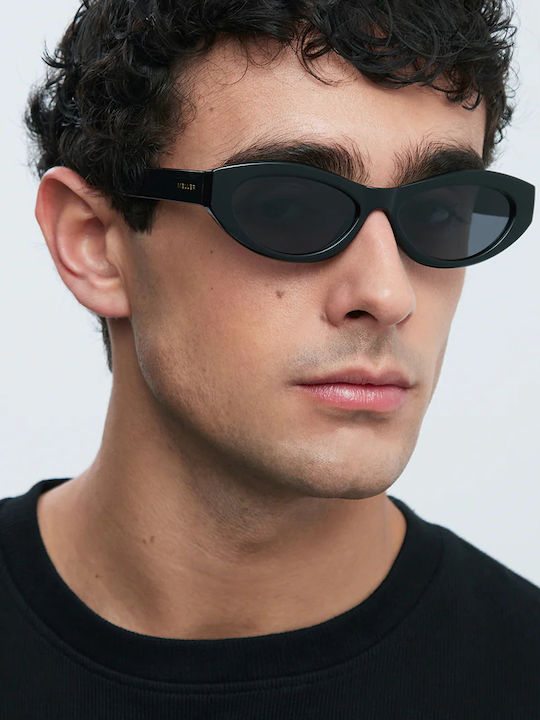 Meller Mara Unisex Sunglasses with Black Plastic Frame and Black Polarized Lens