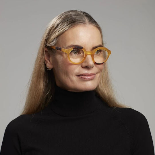 Okkia Lauro Round Reading Glasses +1.50 in Yellow Color