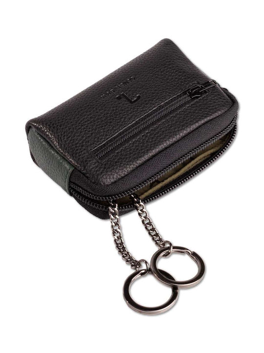 Leather Key Holder Wallet 7.dots Neptune 50-006 Black-Green