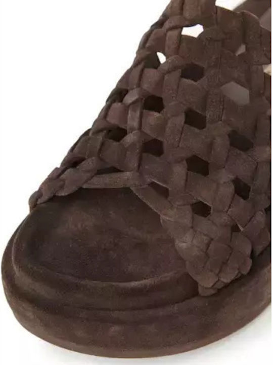 Flache Sandalen für Damen Flatforms in Braun Farbe