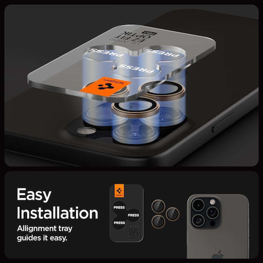 Spigen Optik Pro EZ Fit Camera Protector Tempered Glass Gold for iPhone 16 Pro / Pro Max / 17 Pro / Pro Max