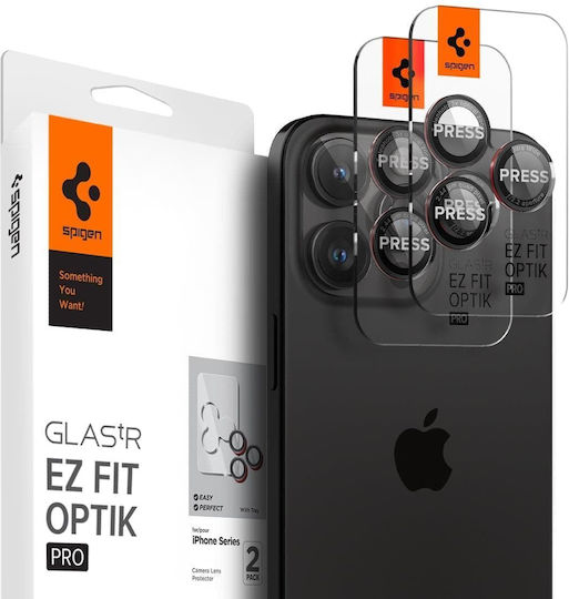 Spigen Optik Pro EZ Fit Протектор за камера Закалено стъкло Черен за iPhone 14 Pro / Pro Max / 15 Pro / Pro Max / 16 Pro / 16 Pro Max