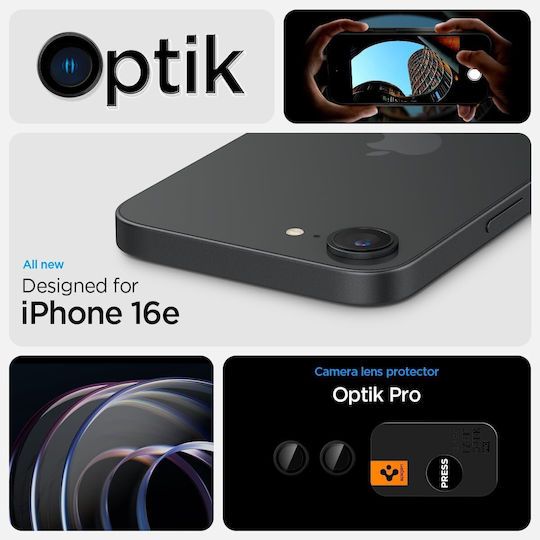 Spigen Optik Pro EZ Fit Kameraschutz Gehärtetes Glas Black für das iPhone 16e