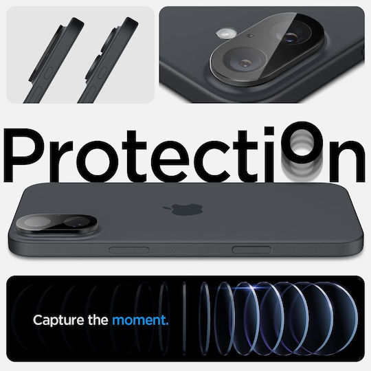 Spigen Optik Glas.tr Προστασία Κάμερας Tempered Glass Μαύρο για το iPhone 16, iPhone 16 Plus