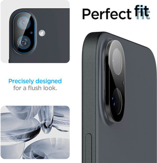 Spigen Optik Glas.tr Προστασία Κάμερας Tempered Glass Μαύρο για το iPhone 16, iPhone 16 Plus
