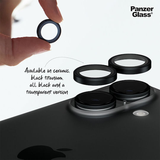 PanzerGlass Hoops Προστασία Κάμερας Tempered Glass Μαύρο για το iPhone 16, iPhone 16 Plus