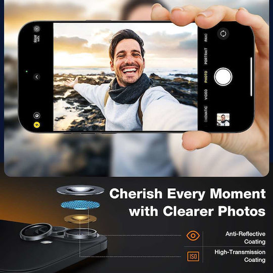 Torras Kameraschutz Gehärtetes Glas Gray für das iPhone 16 Pro
