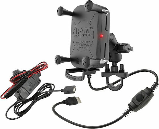 RAM Mount Tough Charge Mount Phone Motorcycle with Waterproof Case for Steering Wheel