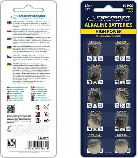 Esperanza Алкални Батерии За часовници LR44 1.5V 10бр