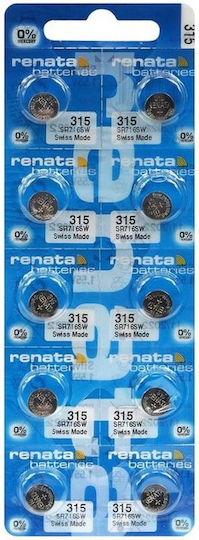 Renata 315 Batterien Silber-Oxid für Uhren SR67 1.55V 10Stück
