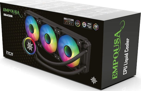 Inca ISS-03XN Wasserkühlsysteme AIO CPU mit 3 Lüfterabmessung 120mm und ARGB Beleuchtung