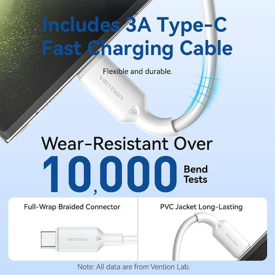 Vention Φορτιστής GaN με Θύρα USB-A και Θύρα USB-C και Καλώδιο USB-C - USB-C 30W Power Delivery Λευκός (FEQW0)