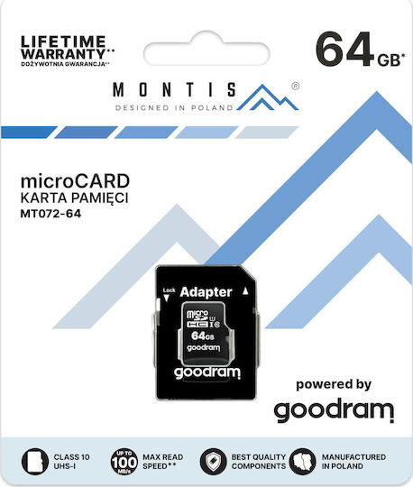 Montis Mt072 microSDXC 64GB Class 10 U1 UHS-I with Adapter